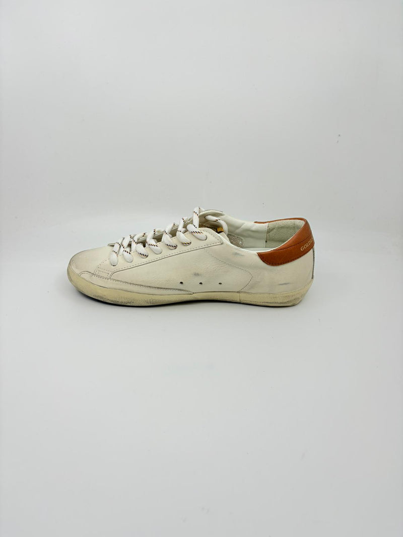SuperStar - blanche étoile grise suede talon marron