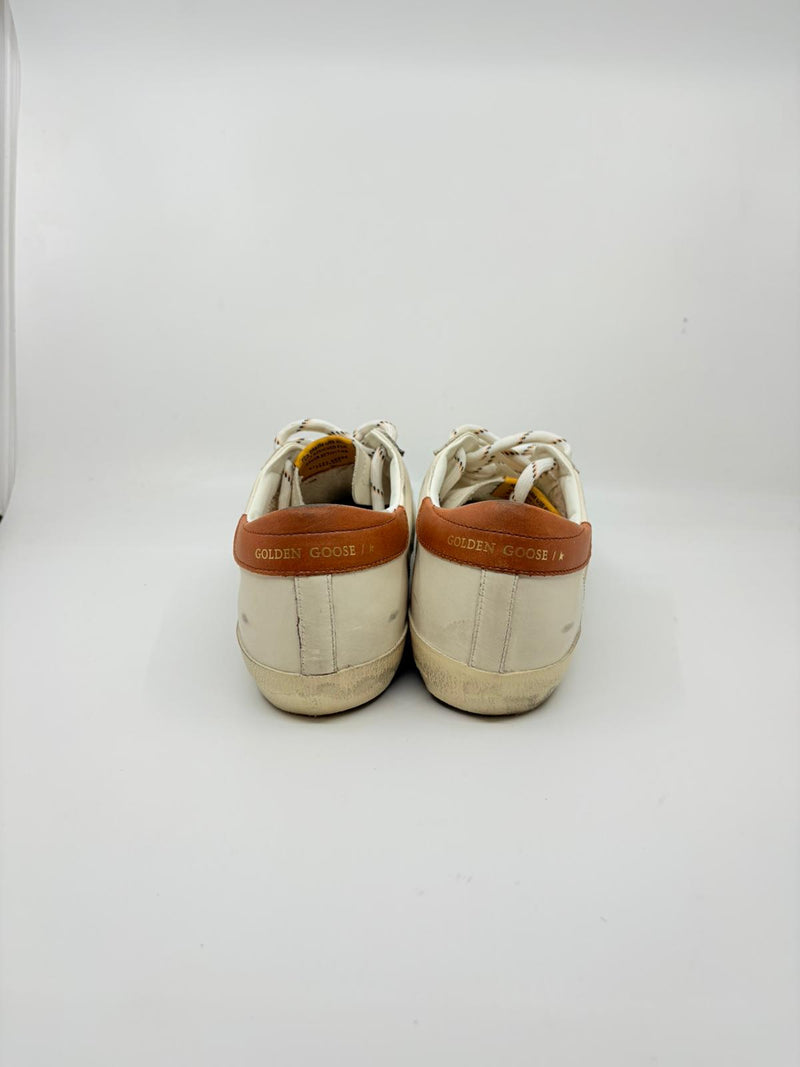 SuperStar - blanche étoile grise suede talon marron