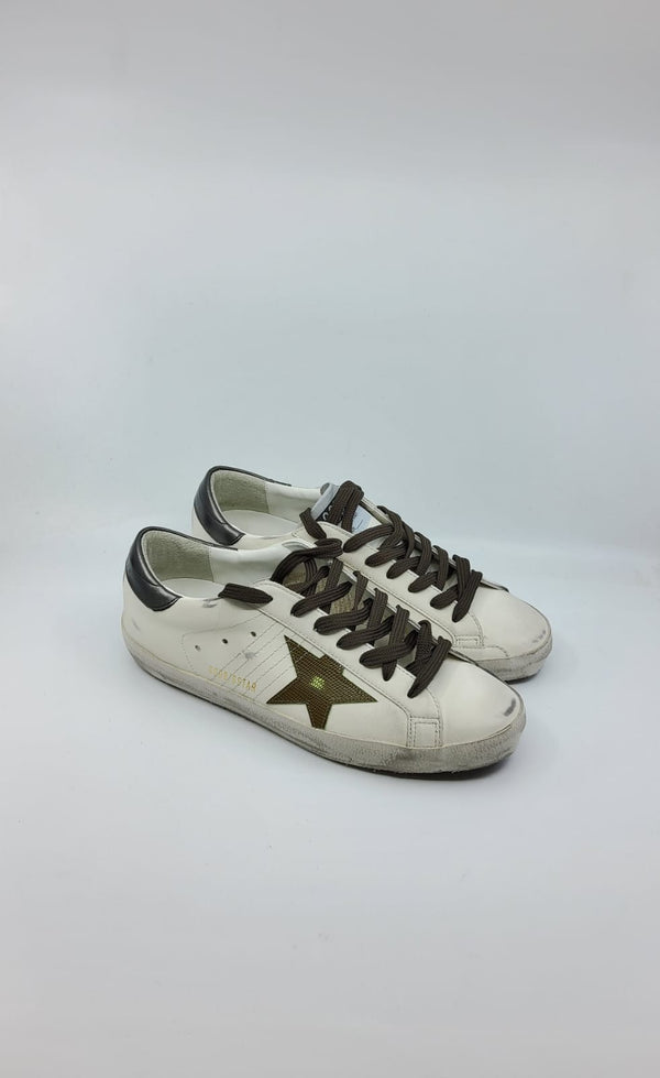 SuperStar - Blanche étoile verte talon noir