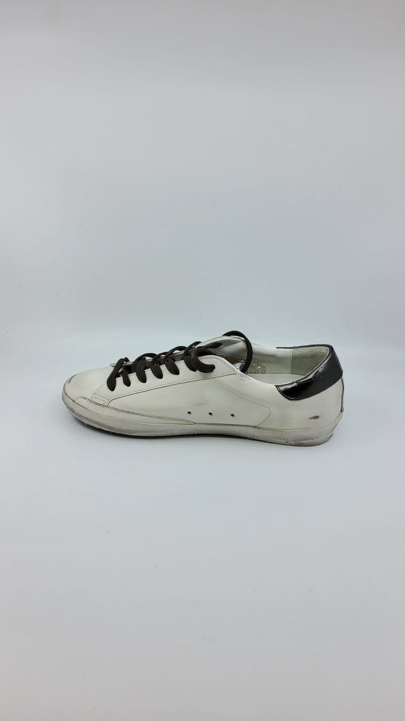 SuperStar - Blanche étoile verte talon noir