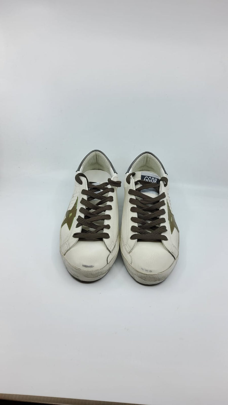 SuperStar - Blanche étoile verte talon noir