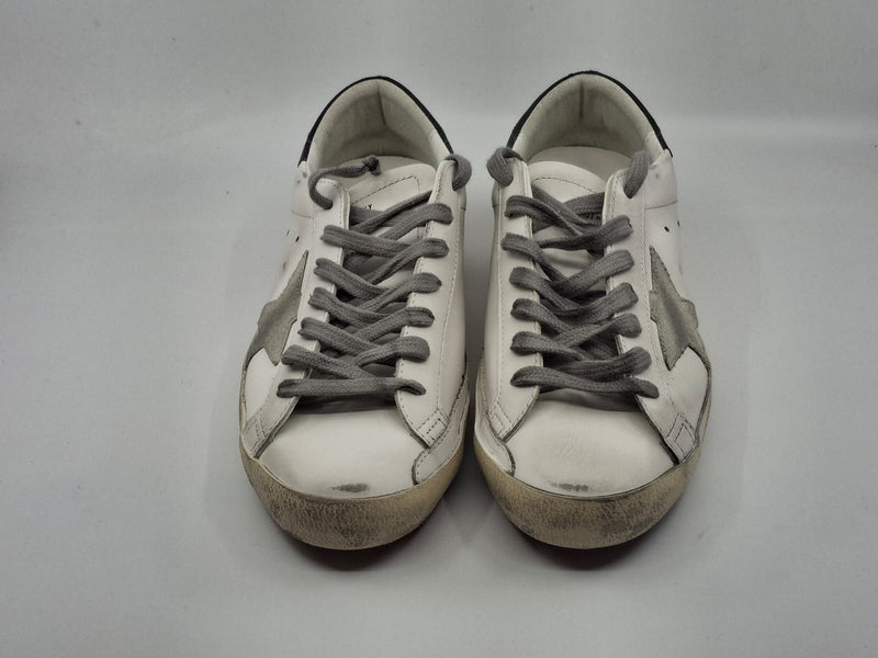 SuperStar - Blanche étoile suede talon gris foncé