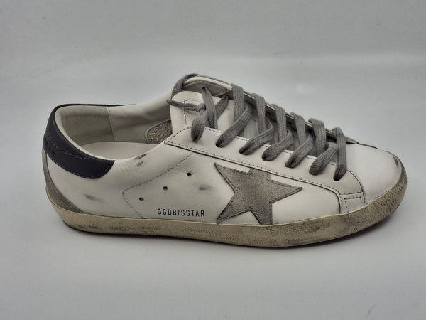 SuperStar - Blanche étoile suede talon gris foncé