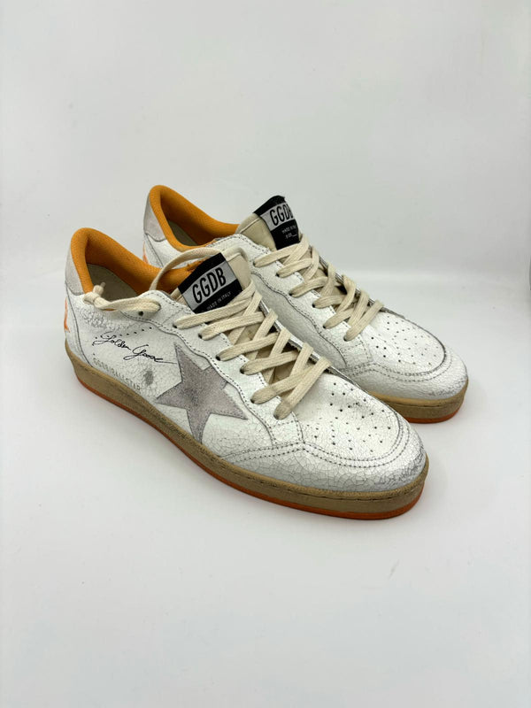 BallStar - blanche étoile suede semelle et talon orange