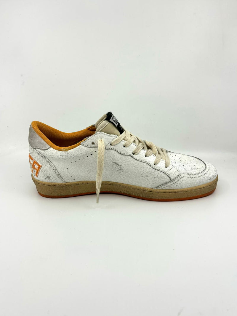 BallStar - blanche étoile suede semelle et talon orange