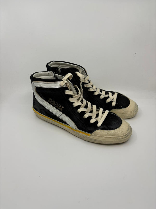 Slide - Noire suede slide blanc