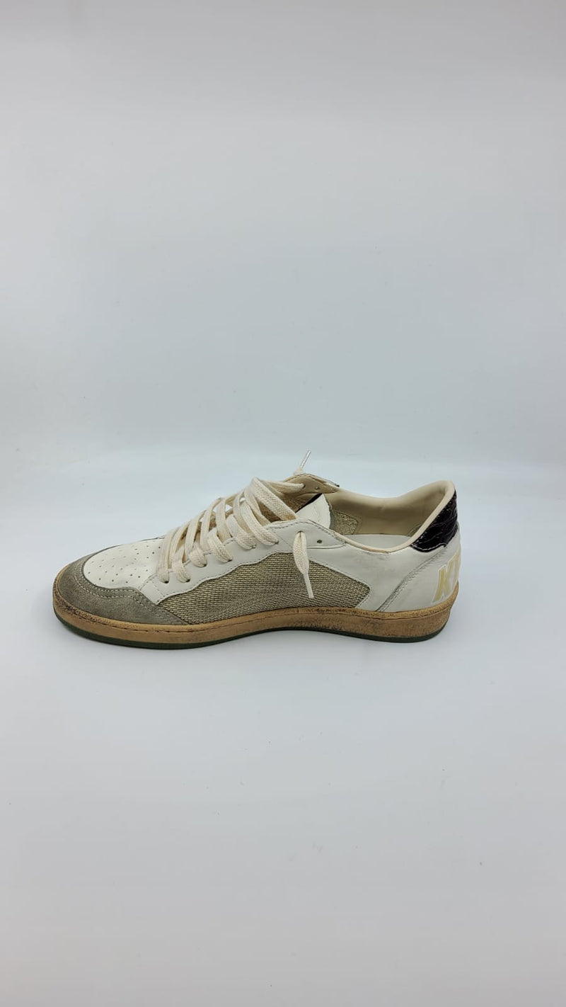 Ball Star - Suede blanche étoile vert olive talon noir