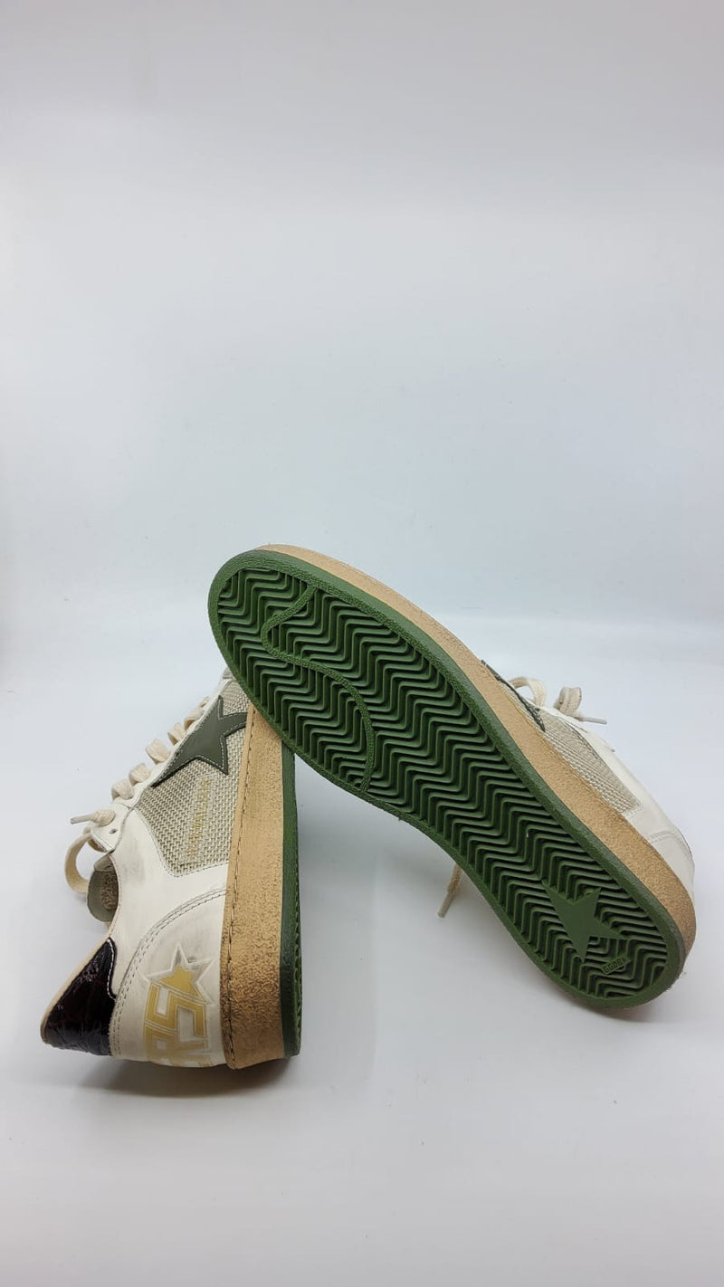 Ball Star - Suede blanche étoile vert olive talon noir