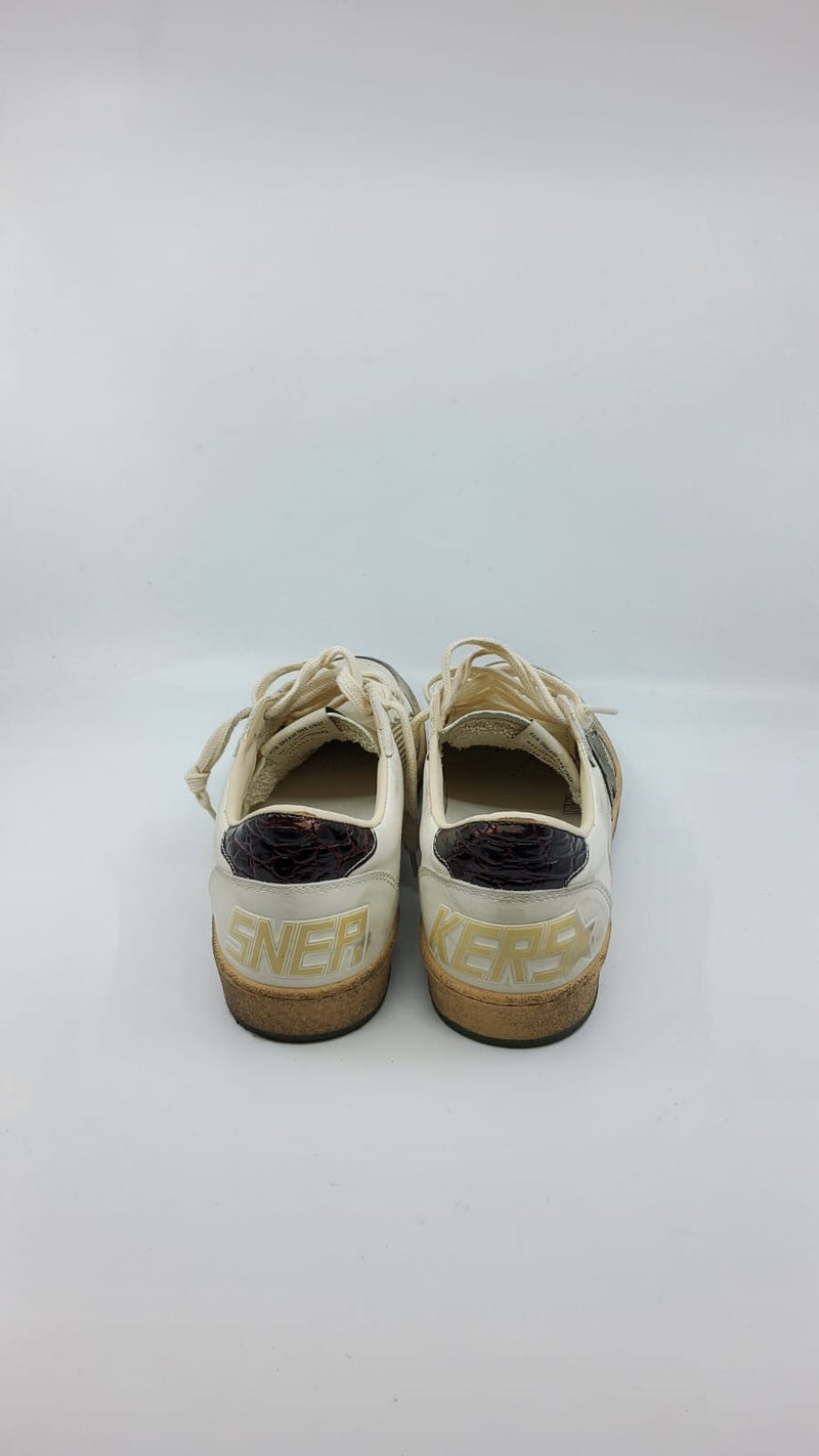 Ball Star - Suede blanche étoile vert olive talon noir