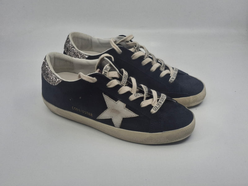 Superstar - Bleu étoile blanche talon silver paillette