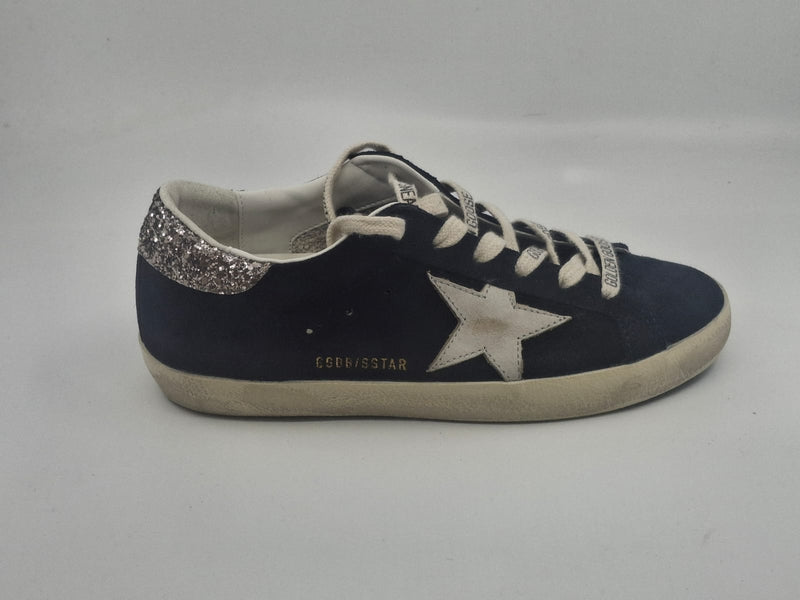 Superstar - Bleu étoile blanche talon silver paillette