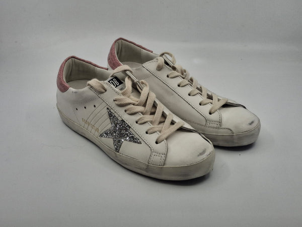 Superstar - blanche étoile pailletée talon imprimé croco