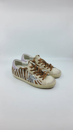 SuperStar - Zebre etoile argenté talon suede