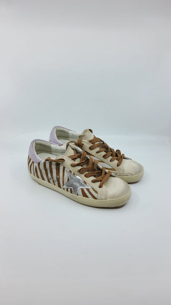 SuperStar - Zebre etoile argenté talon suede