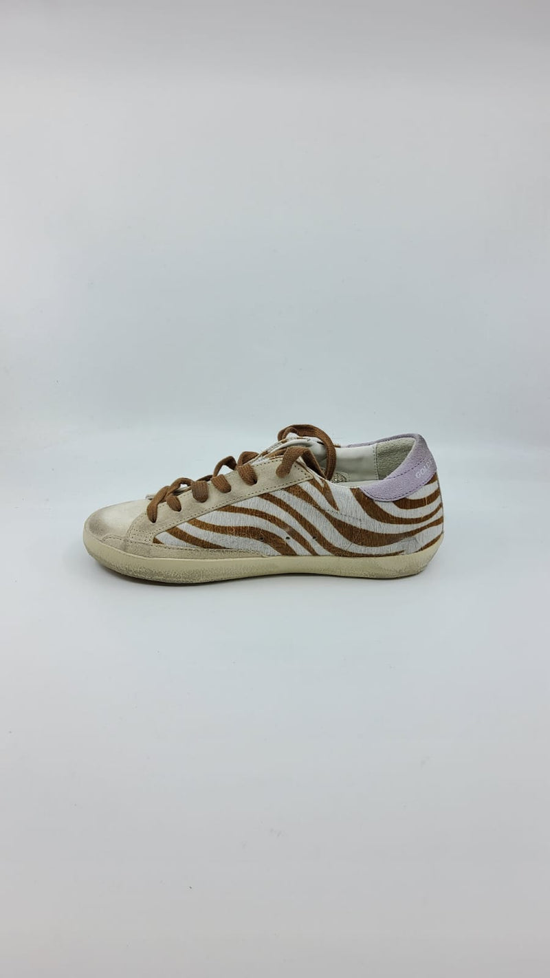 SuperStar - Zebre etoile argenté talon suede