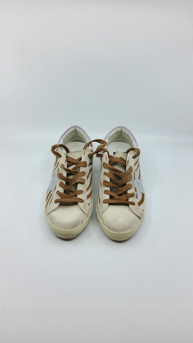 SuperStar - Zebre etoile argenté talon suede