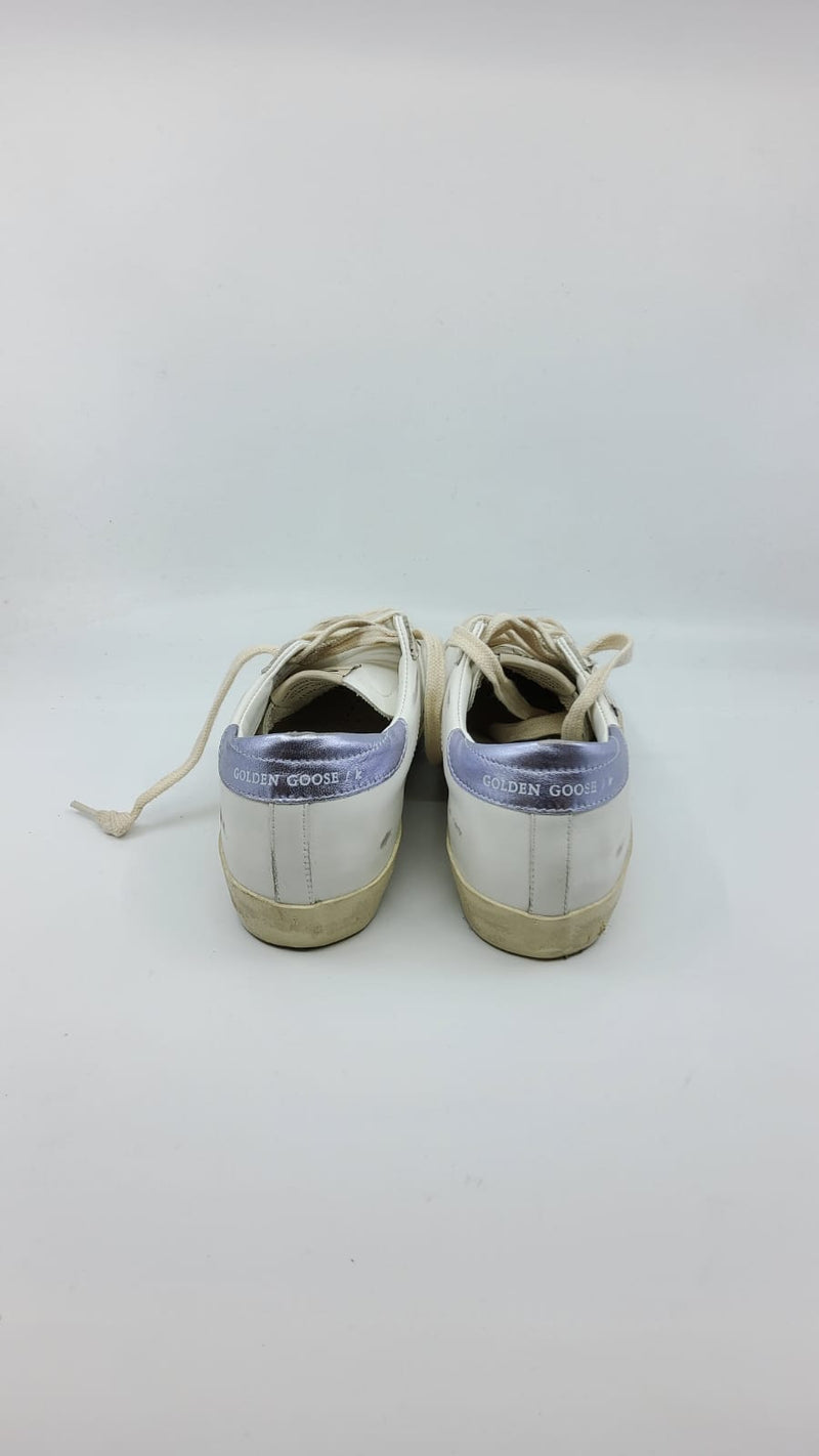 SuperStar - Blanche étoile paillettée noire talon glicine
