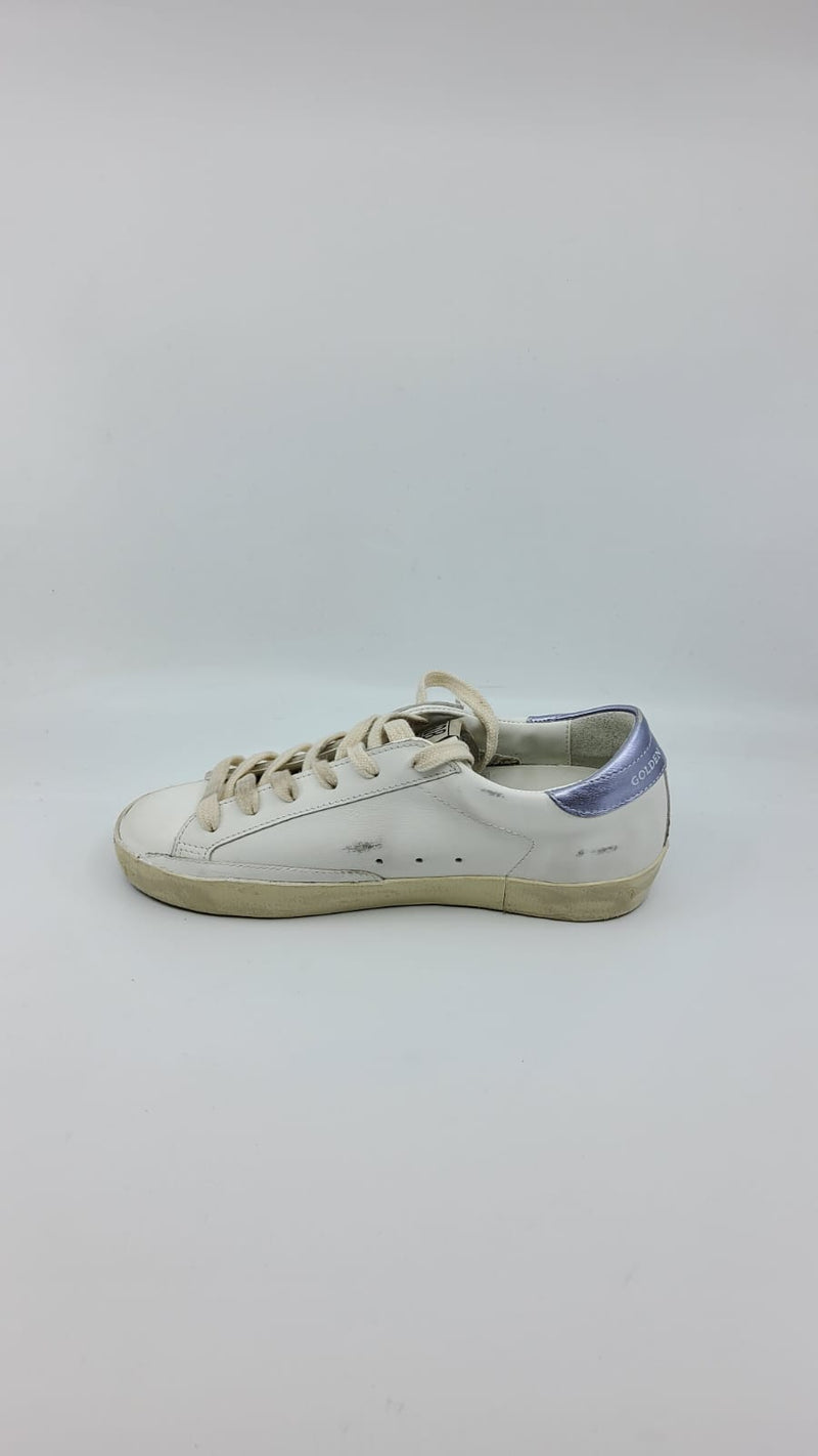 SuperStar - Blanche étoile paillettée noire talon glicine