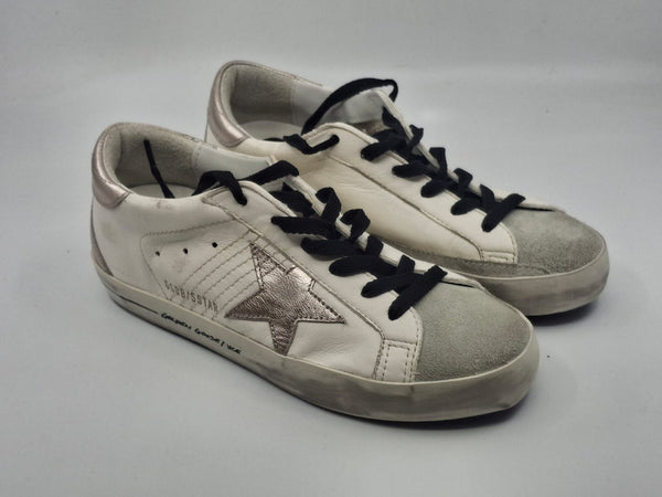 Superstar - blanche suede étoile et talon gris