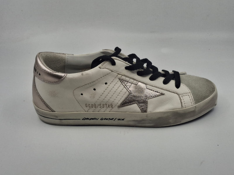 Superstar - blanche suede étoile et talon gris