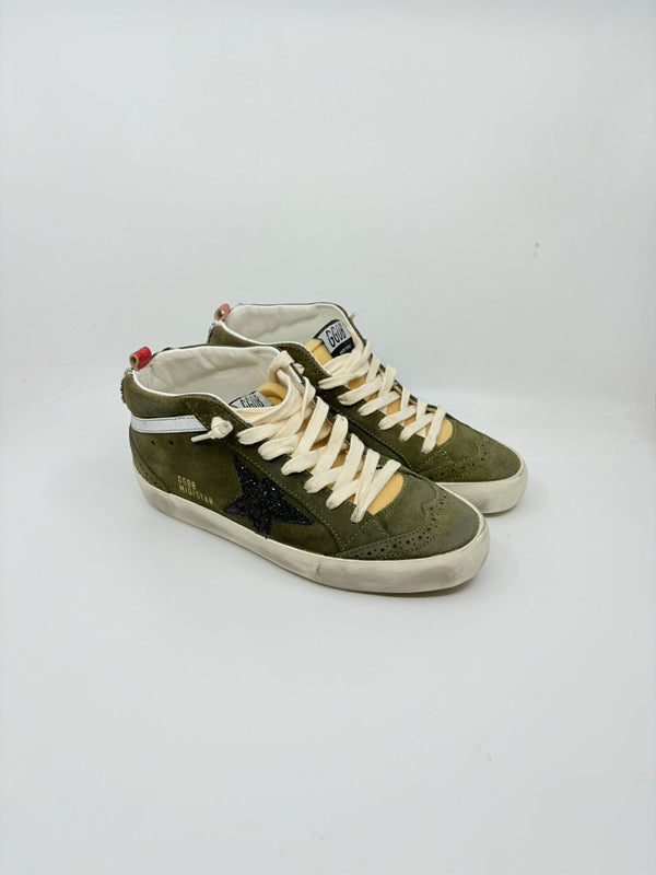 Midstar - Olive suede étoile noire talon zebre