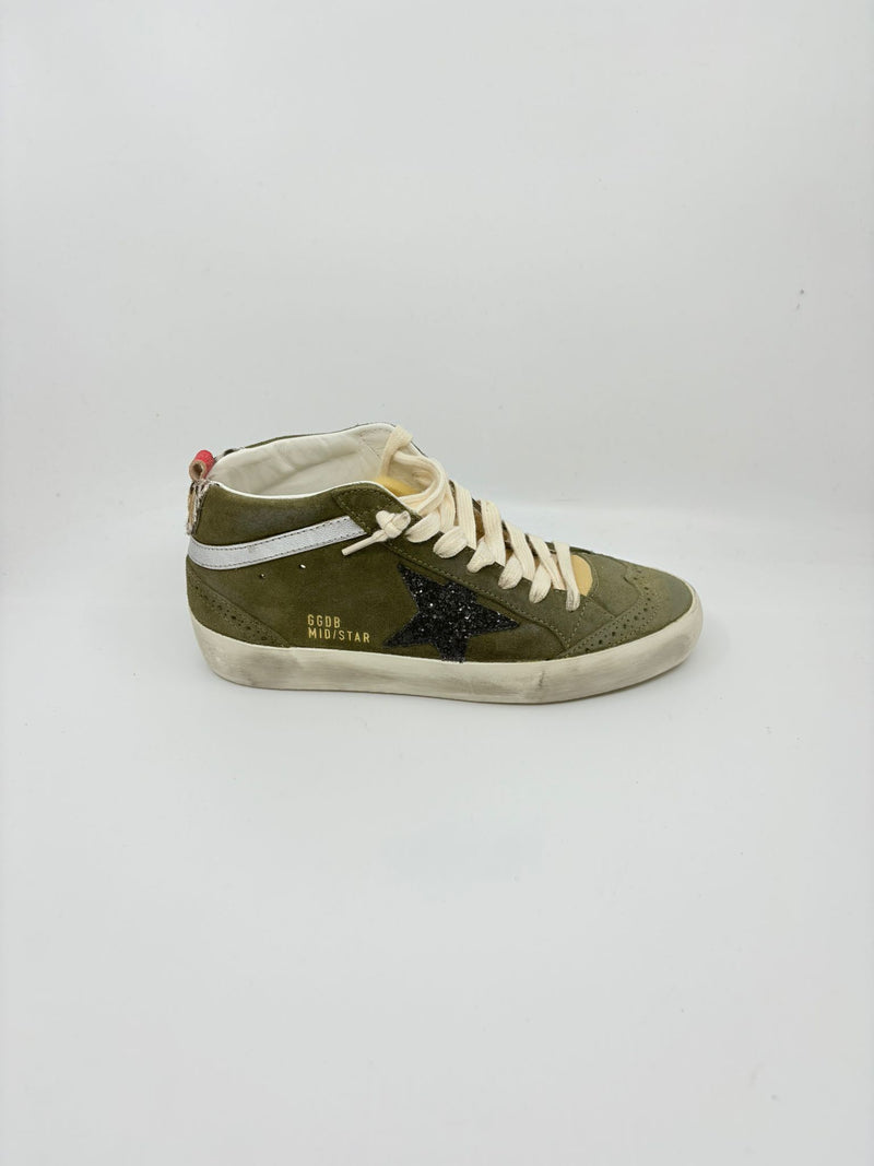 Midstar - Olive suede étoile noire talon zebre