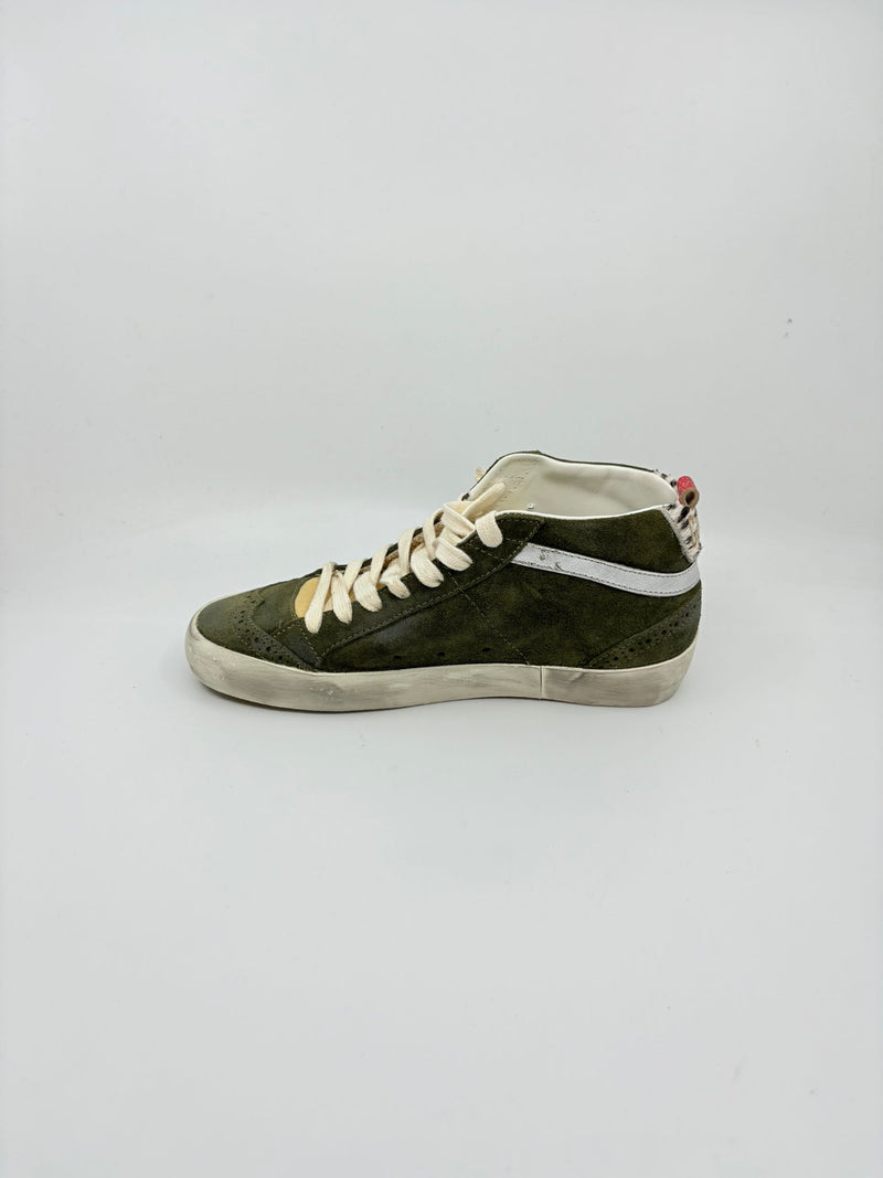 Midstar - Olive suede étoile noire talon zebre