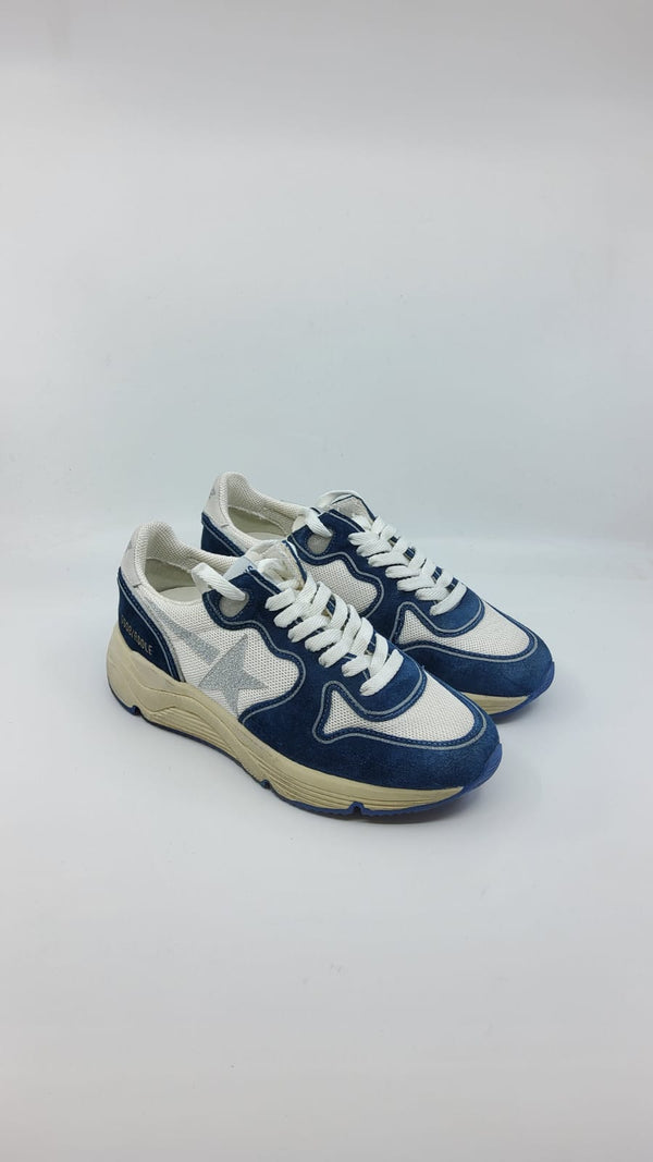 Running Sole - Blanche et bleu étoile grise
