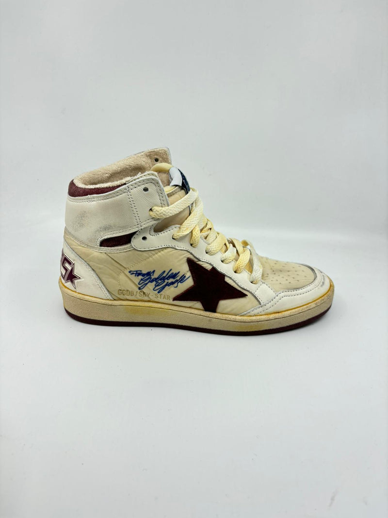 SkyStar - beige étoile marron talon léopard signature Golden Goose