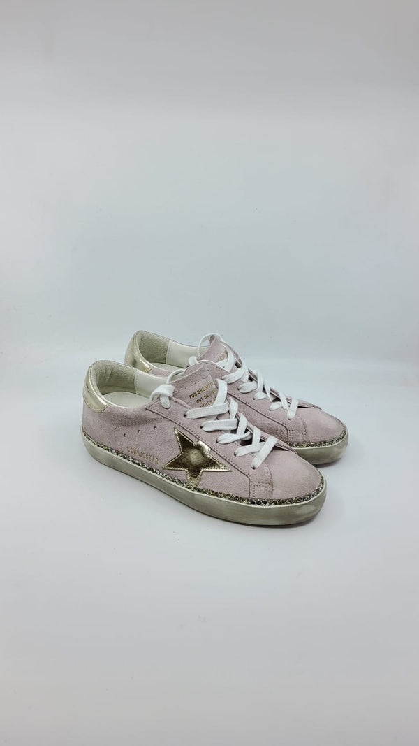SuperStar - Suede rose étoile et talon platinum