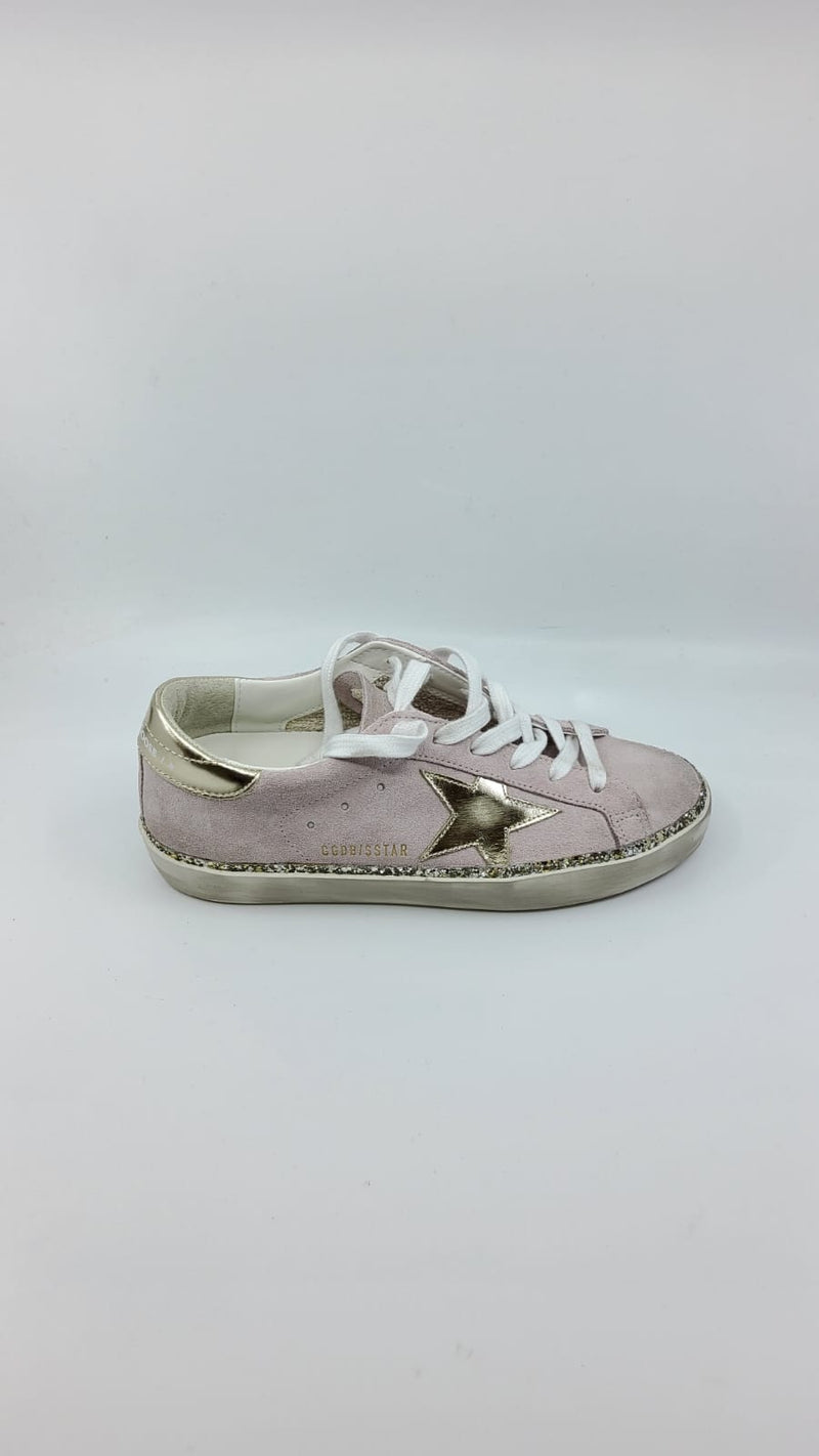 SuperStar - Suede rose étoile et talon platinum