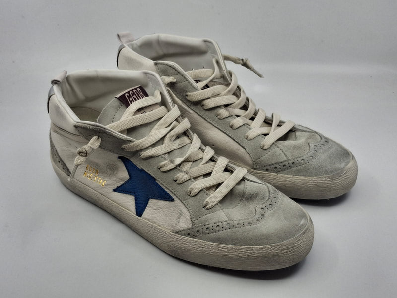 Mid Star - blanche gris suede étoile bleu