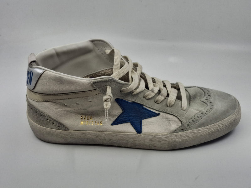 Mid Star - blanche gris suede étoile bleu