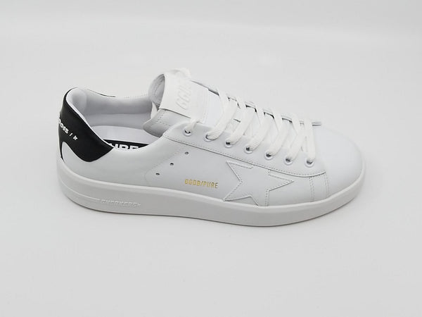 Purestar - empeigne en cuir blanc talon noir Golden Goose