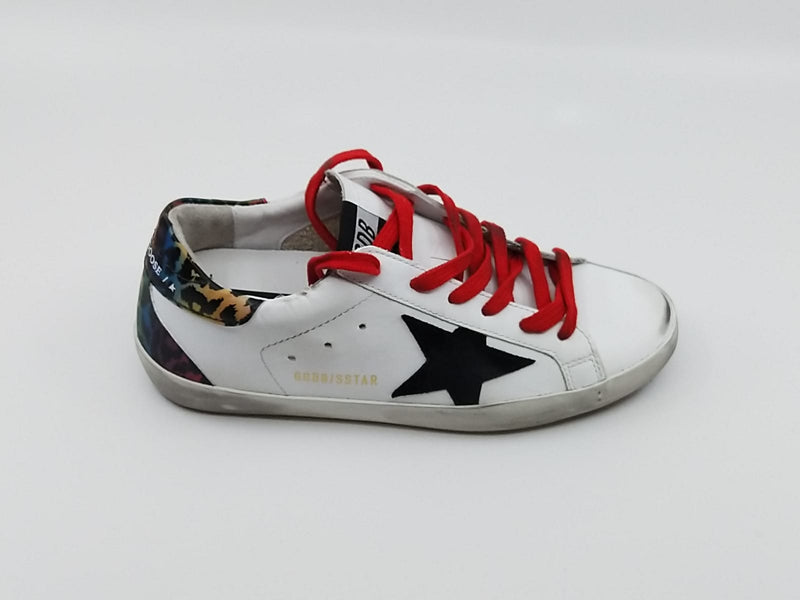 SUPERSTAR - Empeigne en cuir blanche étoile en cuir noire Golden Goose