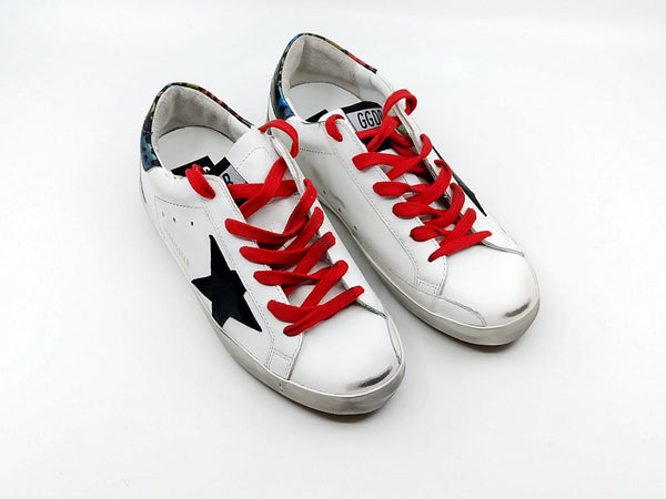 SUPERSTAR - Empeigne en cuir blanche étoile en cuir noire Golden Goose