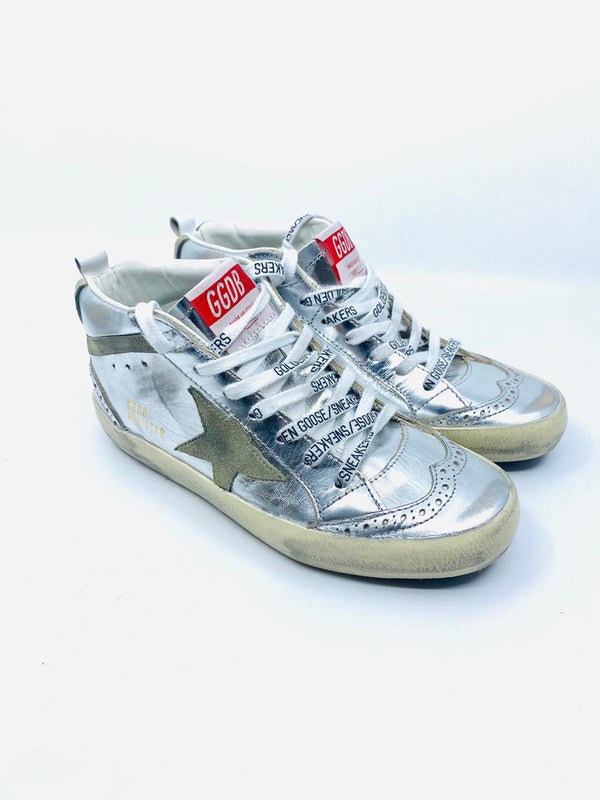 Mid Star - argenté étoile suede Golden Goose