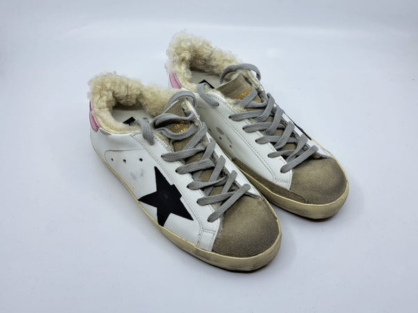 Super Star - Blanche étoile noir talon rose