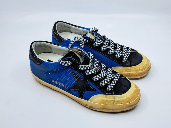 Superstar - bleu lacets canvas étoile et talon noir