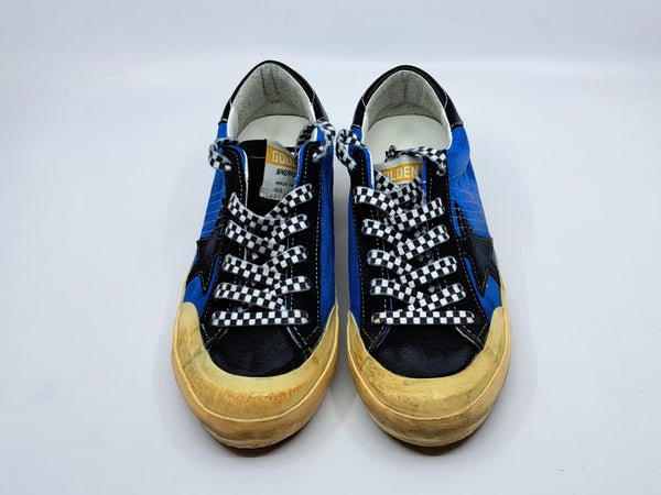 Superstar - bleu lacets canvas étoile et talon noir