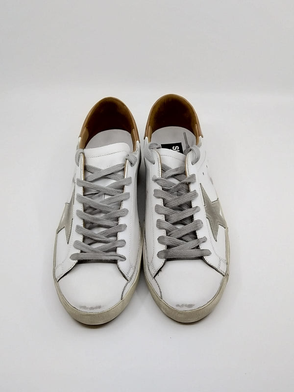 Superstar - blanche étoile suede talon marron clair Golden Goose