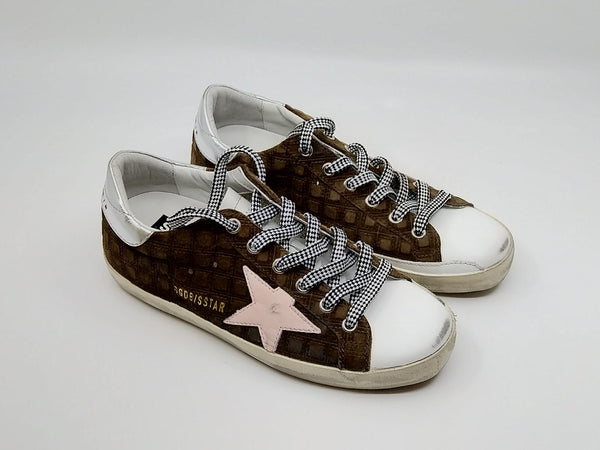 Superstar - blanche café étoile suede rose Golden Goose