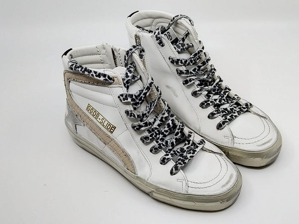 Slide - Blanche étoile grise lacet noir blanc Golden Goose