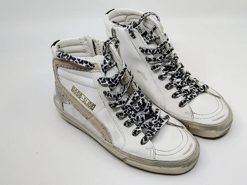 Slide - Blanche étoile grise lacet noir blanc Golden Goose