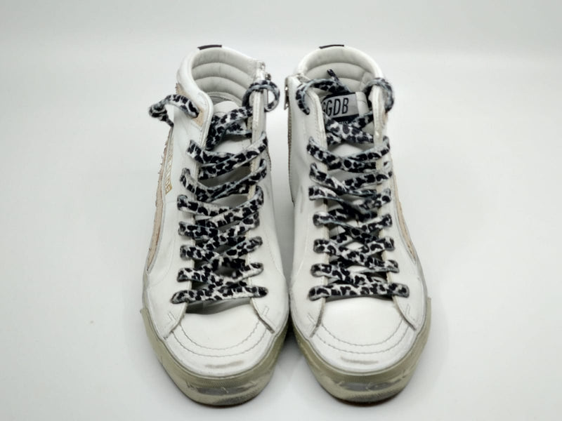 Slide - Blanche étoile grise lacet noir blanc Golden Goose