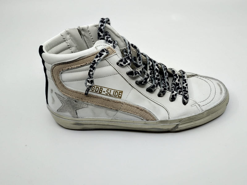 Slide - Blanche étoile grise lacet noir blanc Golden Goose