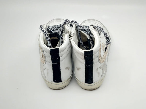 Slide - Blanche étoile grise lacet noir blanc Golden Goose