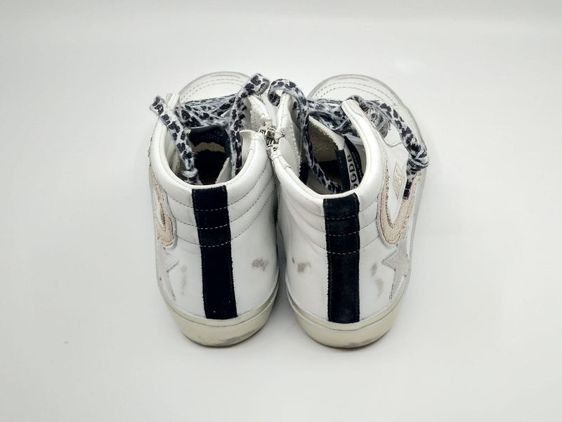 Slide - Blanche étoile grise lacet noir blanc Golden Goose