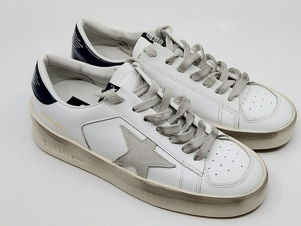 Stardan - Blanche étoile suede talon bleu Golden Goose