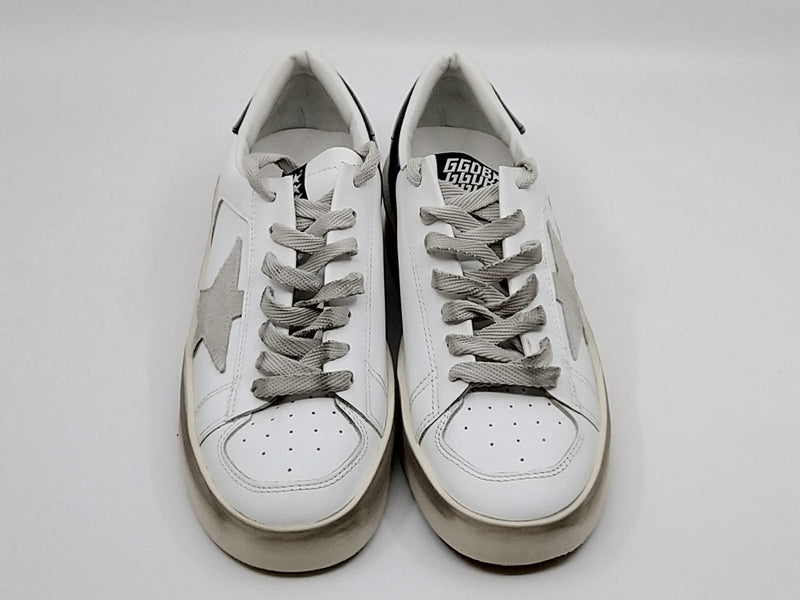 Stardan - Blanche étoile suede talon bleu Golden Goose